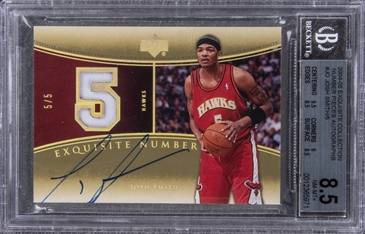 2004-05 UD "Exquisite Collection" Number Pieces Autographs #JO Josh Smith Signed Patch Rookie Card (#5/5) – BGS NM-MT+ 8.5/BGS 8